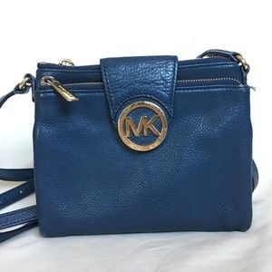 Micheal Kors navy blue crossbody purse leather